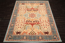 8x10 Light Peach
, Aqua
, Rust
 Color Hand Tufted William Morris
 Wool Arts & Crafts
 Oriental Rug
