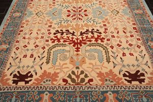 8x10 Light Peach
, Aqua
, Rust
 Color Hand Tufted William Morris
 Wool Arts & Crafts
 Oriental Rug