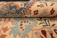 8x10 Light Peach
, Aqua
, Rust
 Color Hand Tufted William Morris
 Wool Arts & Crafts
 Oriental Rug