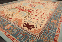 8x10 Light Peach
, Aqua
, Rust
 Color Hand Tufted William Morris
 Wool Arts & Crafts
 Oriental Rug