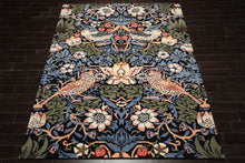 Multi Size Black Blue Ivory Color Hand Tufted William Morris Wool Arts & Crafts Oriental Rug