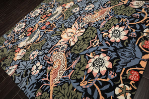 Multi Size Black Blue Ivory Color Hand Tufted William Morris Wool Arts & Crafts Oriental Rug
