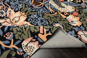 Multi Size Black Blue Ivory Color Hand Tufted William Morris Wool Arts & Crafts Oriental Rug