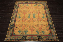 Multi Size Gold Pistacchio Raspberry Color Hand Tufted Donegal Wool Arts & Crafts Oriental Rug