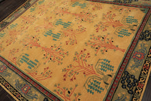 Multi Size Gold Pistacchio Raspberry Color Hand Tufted Donegal Wool Arts & Crafts Oriental Rug