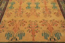 Multi Size Gold Pistacchio Raspberry Color Hand Tufted Donegal Wool Arts & Crafts Oriental Rug