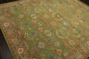 Multi Size Lime Ivory Turquoise Color Hand Tufted William Morris Wool Arts & Crafts Oriental Rug