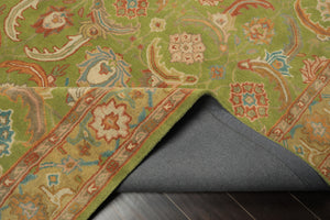 Multi Size Lime Ivory Turquoise Color Hand Tufted William Morris Wool Arts & Crafts Oriental Rug