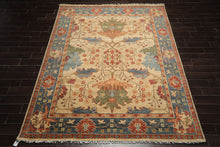 Multi Size Beige Aqua Blue Color Hand Knotted Oushak Wool Arts & Crafts Oriental Rug