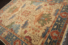 Multi Size Beige Aqua Blue Color Hand Knotted Oushak Wool Arts & Crafts Oriental Rug