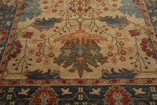 Multi Size Beige Aqua Blue Color Hand Knotted Oushak Wool Arts & Crafts Oriental Rug