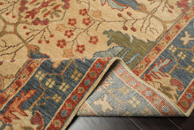 Multi Size Beige Aqua Blue Color Hand Knotted Oushak Wool Arts & Crafts Oriental Rug