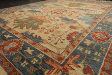 Multi Size Beige Aqua Blue Color Hand Knotted Oushak Wool Arts & Crafts Oriental Rug