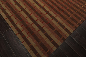 8x10 Raspberry, Rust, Moss Color Hand Tufted  Wool and Bamboo Silk Modern & Contemporary Oriental Rug