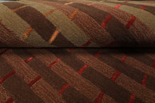 8x10 Raspberry, Rust, Moss Color Hand Tufted  Wool and Bamboo Silk Modern & Contemporary Oriental Rug