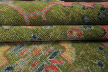 Multi Size Green Pink Navy Color Hand Knotted Turkish Oushak 100% Wool Traditional Oriental Rug