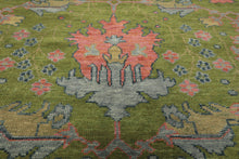 Multi Size Green Pink Navy Color Hand Knotted Turkish Oushak 100% Wool Traditional Oriental Rug