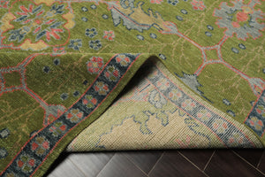 Multi Size Green Pink Navy Color Hand Knotted Turkish Oushak 100% Wool Traditional Oriental Rug