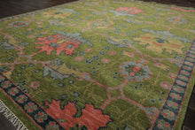 Multi Size Green Pink Navy Color Hand Knotted Turkish Oushak 100% Wool Traditional Oriental Rug