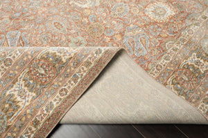 Multi Size Rust Ivory Aqua Color Machine Made Persian Polypropylene Traditional Oriental Rug