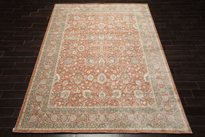 Multi Size Rust Ivory Aqua Color Machine Made Persian Polypropylene Traditional Oriental Rug