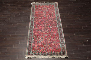 3’3"x9’9" Runner Rose, Ivory Hand Knotted 200 KPSI Kashmir Silk Traditional Oriental Area Rug - Oriental Rug Of Houston