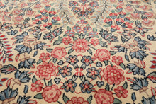 4x6 Ivory, Aqua, Navy Color Hand Knotted Kerman New Zealand Wool Traditional Oriental Rug