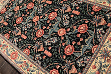 4x6 Black, Ivory, Aqua Color Hand Knotted French Aubusson Savonnerie Wool Traditional Oriental Rug