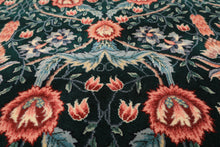 4x6 Emerald, Ivory, Rose Color Hand Knotted French Aubusson Savonnerie Wool Traditional Oriental Rug