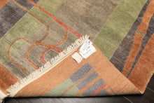 5x7 Gray, Sage, Caramel Color Hand Knotted Tibetan Wool Transitional Oriental Rug