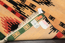 4x6 Beige, Faded Peach, Black Color Hand Knotted Tibetan Wool  Oriental Rug