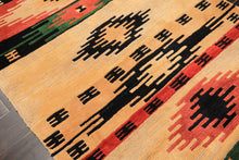 4x6 Beige, Faded Peach, Black Color Hand Knotted Tibetan Wool  Oriental Rug