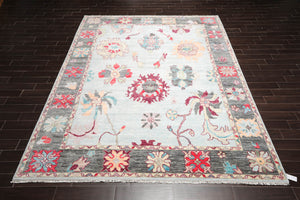 Aqua Hand Knotted Modern & Contemporary Oushak Wool Oriental Rug, LoomBloom 9'6"x12'2"