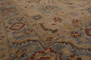 LoomBloom Beige Oushak Wool Rug LoomBloom Hand Knotted 9'1''x11'10''