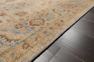 LoomBloom Beige Oushak Wool Rug LoomBloom Hand Knotted 9'1''x11'10''