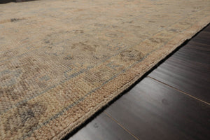 LoomBloom Beige Oushak Wool Rug LoomBloom Hand Knotted 9'x11'11''