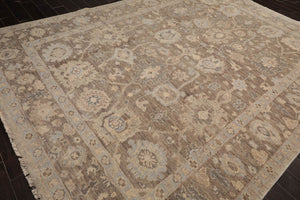 LoomBloom Brown Oushak Wool Rug LoomBloom Hand Knotted 9'x12'1''