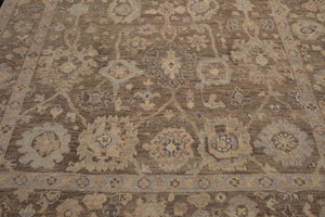 LoomBloom Brown Oushak Wool Rug LoomBloom Hand Knotted 9'x12'1''