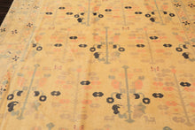 8x11 Ivory, Gray, Blush Color Hand Knotted Turkish Oushak Wool Transitional Oriental Rug