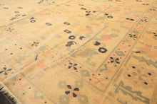8x11 Ivory, Gray, Blush Color Hand Knotted Turkish Oushak Wool Transitional Oriental Rug