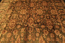 9x12 Green, Gold, Tan Color Hand Knotted Agra Wool Traditional Oriental Rug