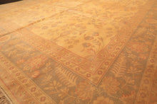 9x12 Beige, Celadon, Light Peach Color Hand Knotted Oushak Wool Traditional Oriental Rug