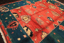 9x12 Coral, Turquoise, Teal Color Hand Knotted Turkish Oushak Wool  Oriental Rug