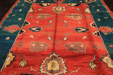 9x12 Coral, Turquoise, Teal Color Hand Knotted Turkish Oushak Wool  Oriental Rug