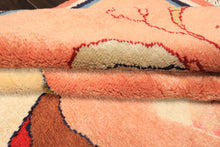6x9 Ivory, Blush, Red Color Hand Knotted Gabbeh Wool Modern & Contemporary Oriental Rug