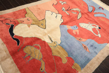 6x9 Coral, Ivory, Gold Color Hand Knotted Gabbeh Wool Modern & Contemporary Oriental Rug