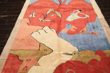 6x9 Coral, Ivory, Gold Color Hand Knotted Gabbeh Wool Modern & Contemporary Oriental Rug