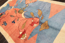 6x9 Blue, Blush, Lime Color Hand Knotted Gabbeh Wool Modern & Contemporary Oriental Rug