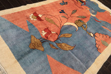 6x9 Blue, Blush, Lime Color Hand Knotted Gabbeh Wool Modern & Contemporary Oriental Rug