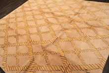 8x10 Tan, Gold, Chocolate Color Hand Knotted Tibetan Wool Transitional Oriental Rug